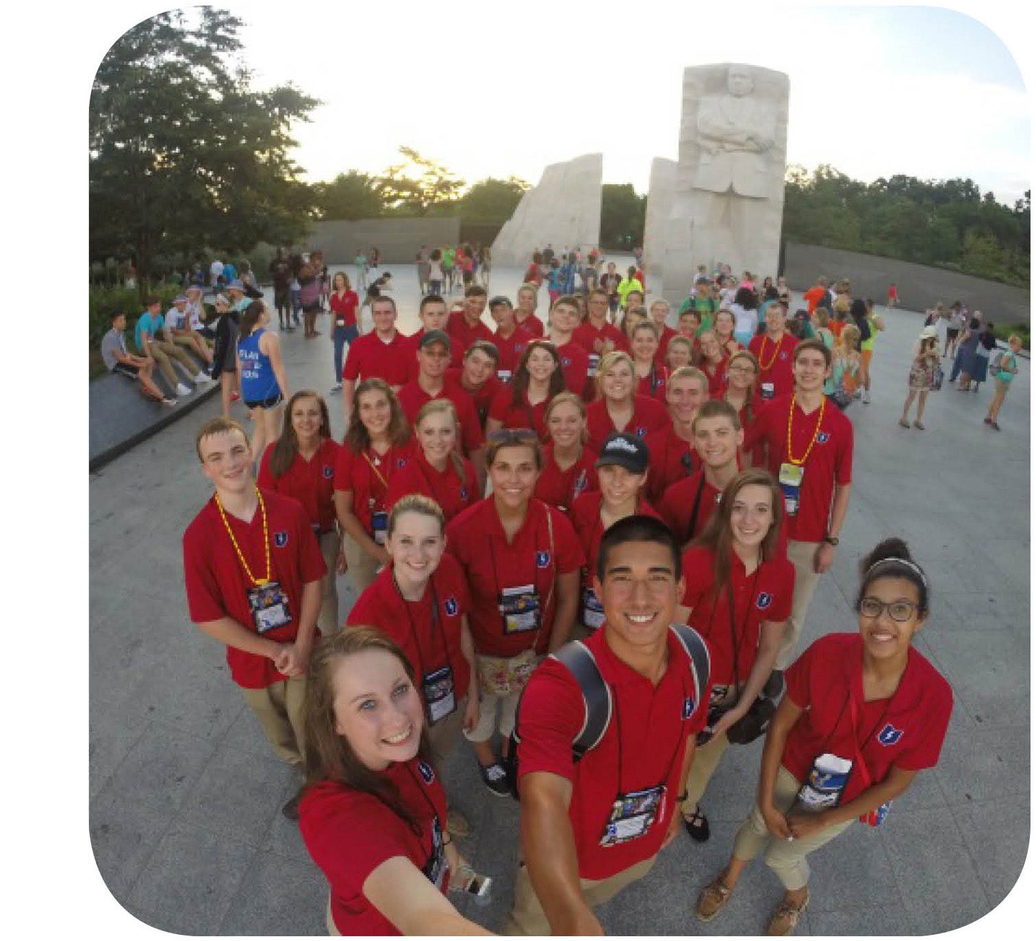 Youth tour group selfie